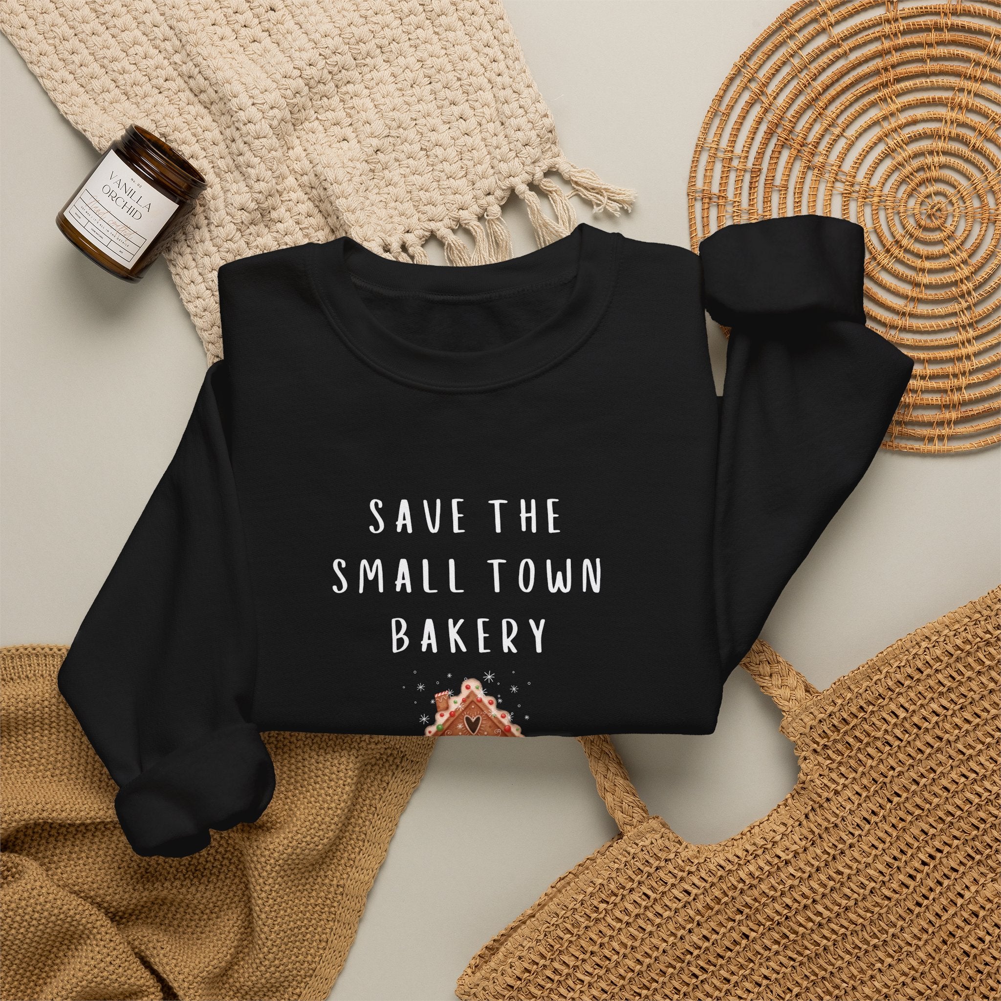 Save the Small Town Bakery Sweatshirt, Christmas Movie Watching Shirt, Holiday Party Crewneck, Adult Holiday Movies Sweatshirt, Cozy