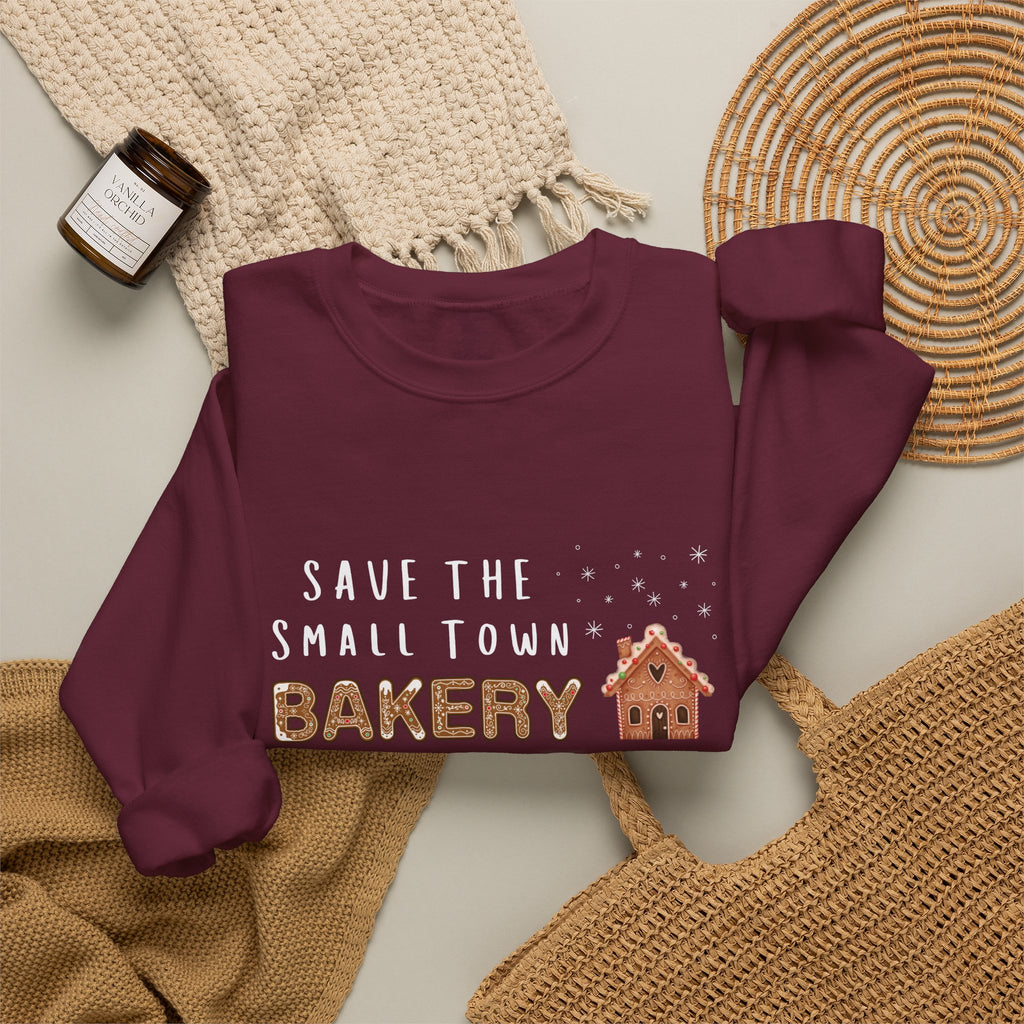 Save the Small Town Bakery Sweatshirt, Christmas Movie Watching Shirt, Holiday Party Crewneck, Adult Holiday Movies Sweatshirt, Cozy