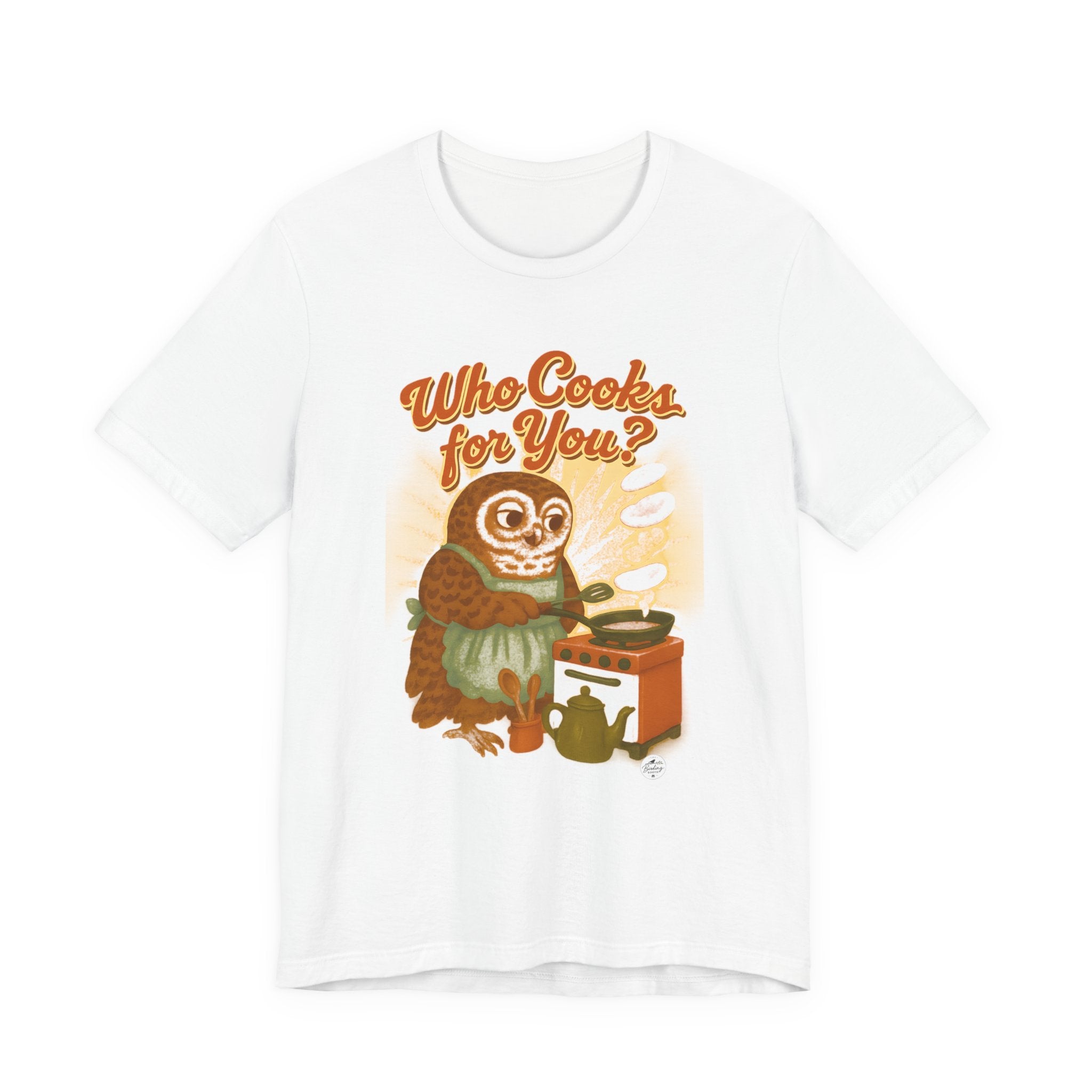 Who Cooks for You barred owl 50s diner bird call t-shirt