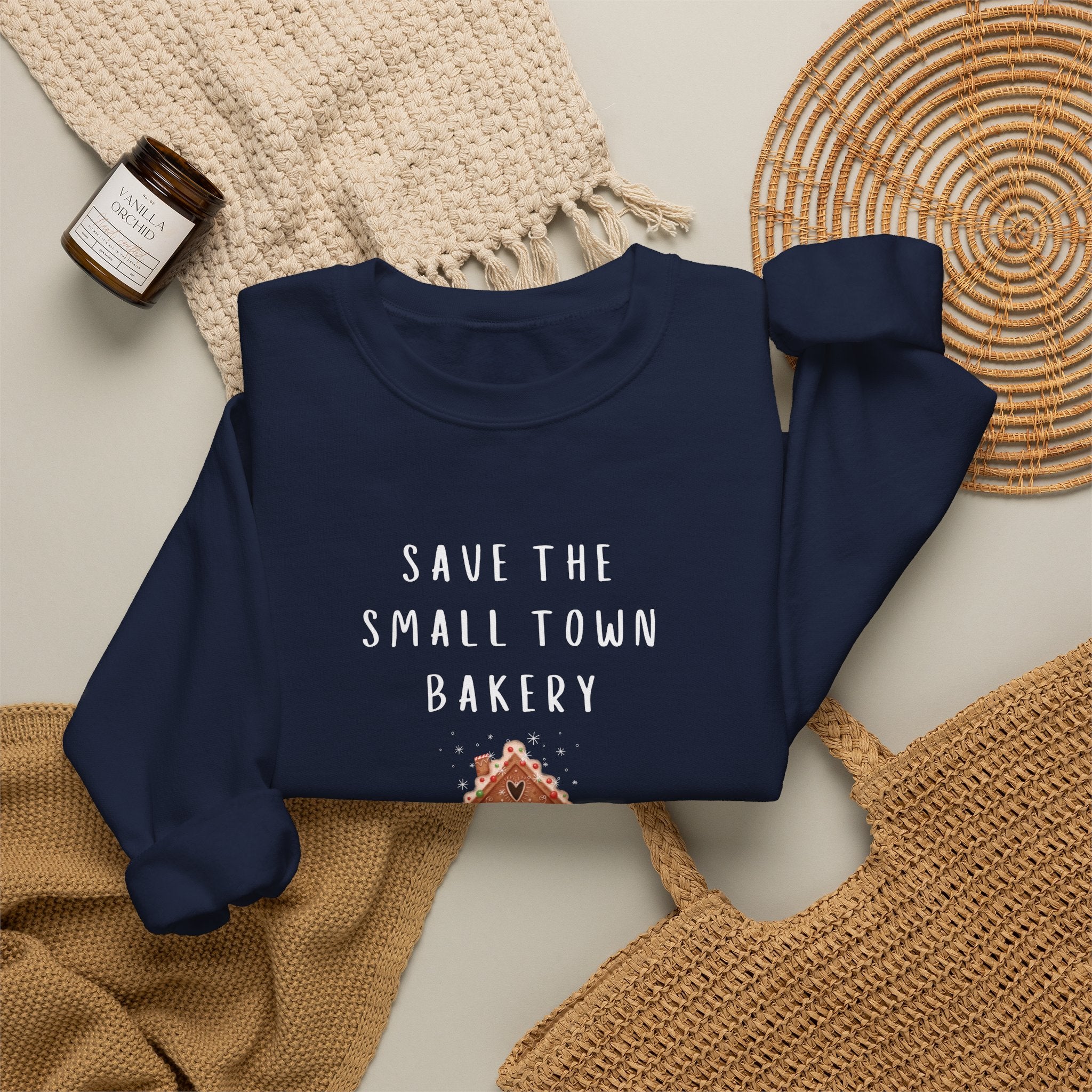 Save the Small Town Bakery Sweatshirt, Christmas Movie Watching Shirt, Holiday Party Crewneck, Adult Holiday Movies Sweatshirt, Cozy