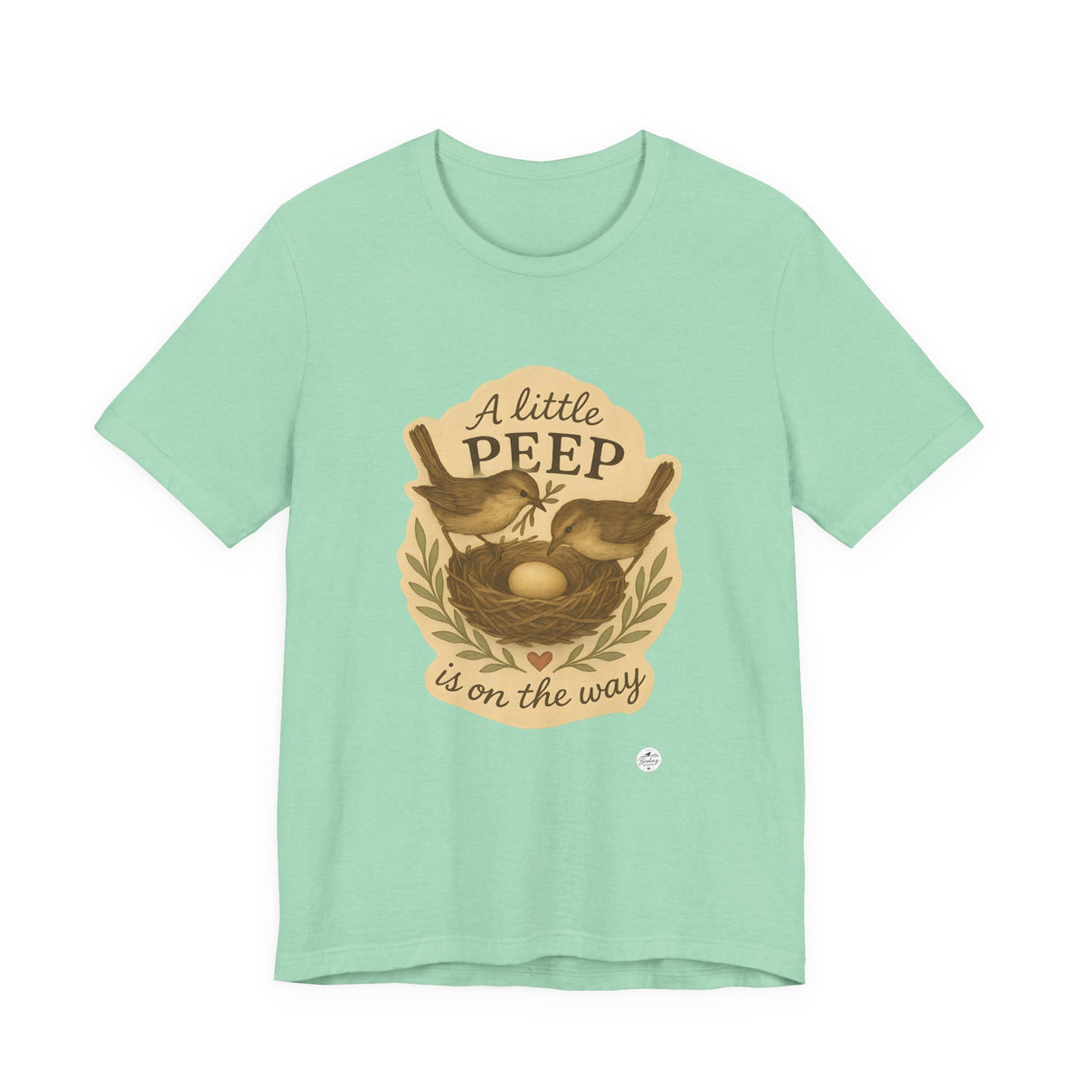 A Little Peep Is On the Way — Bird Baby Announcement Tee, product photo 4
