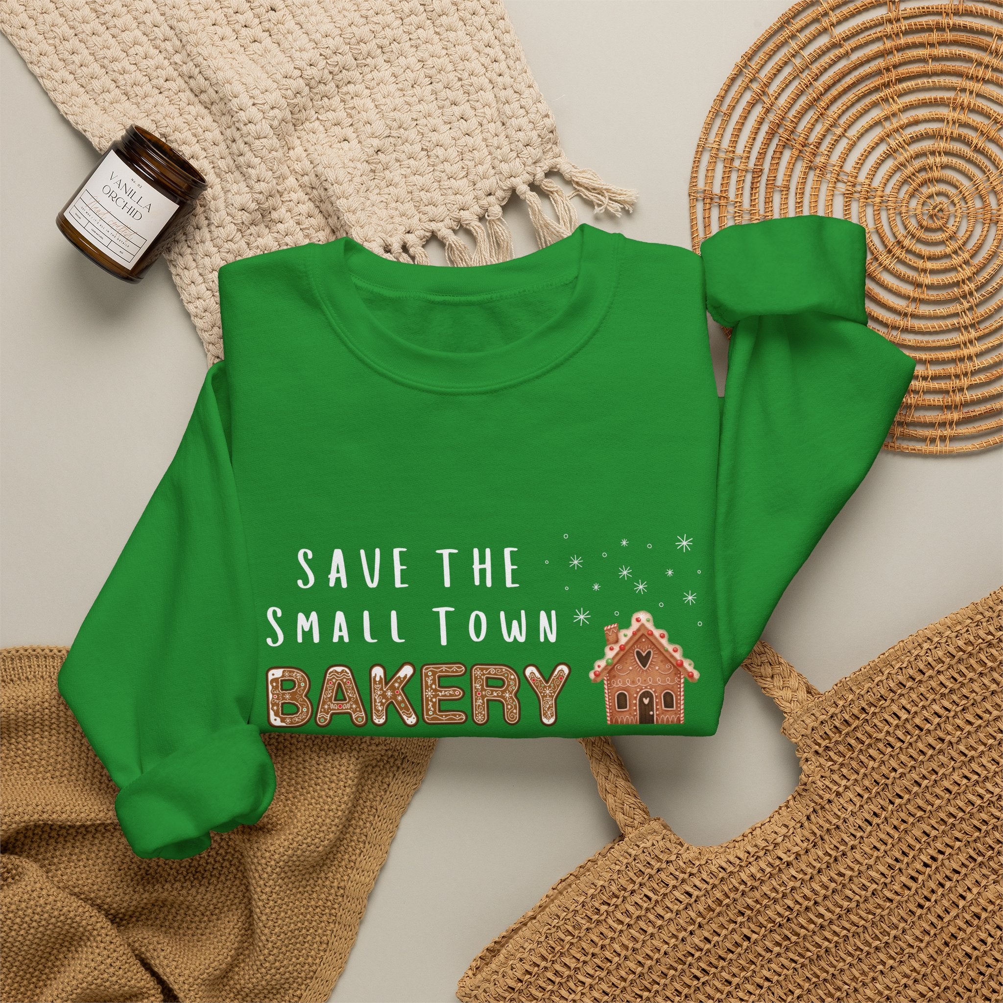 Save the Small Town Bakery Sweatshirt, Christmas Movie Watching Shirt, Holiday Party Crewneck, Adult Holiday Movies Sweatshirt, Cozy