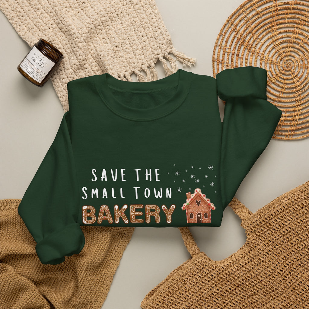 Save the Small Town Bakery Sweatshirt, Christmas Movie Watching Shirt, Holiday Party Crewneck, Adult Holiday Movies Sweatshirt, Cozy