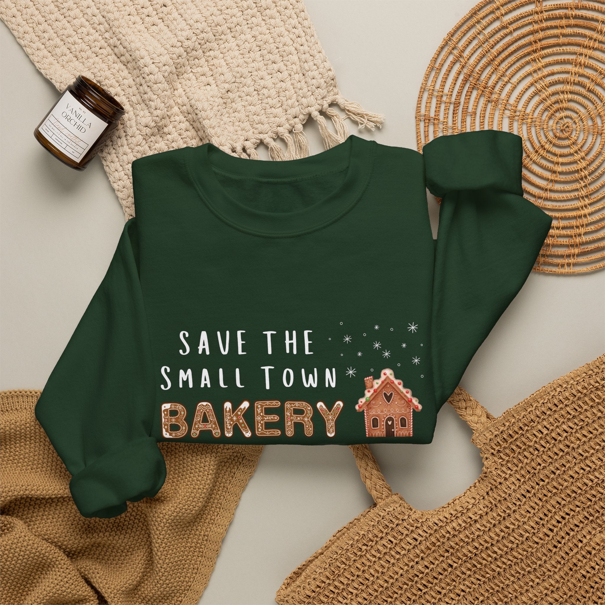 Save the Small Town Bakery Sweatshirt, Christmas Movie Watching Shirt, Holiday Party Crewneck, Adult Holiday Movies Sweatshirt, Cozy
