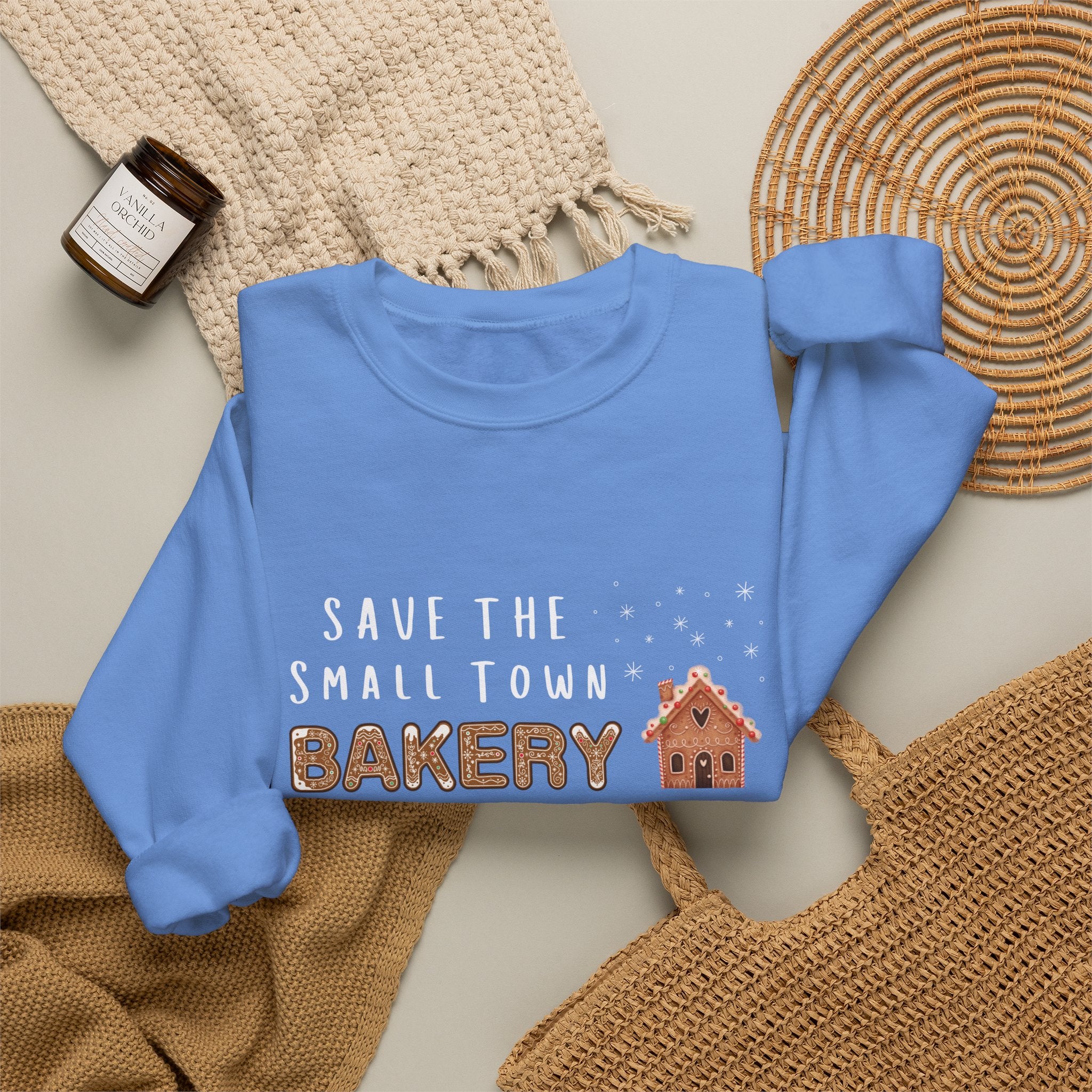 Save the Small Town Bakery Sweatshirt, Christmas Movie Watching Shirt, Holiday Party Crewneck, Adult Holiday Movies Sweatshirt, Cozy