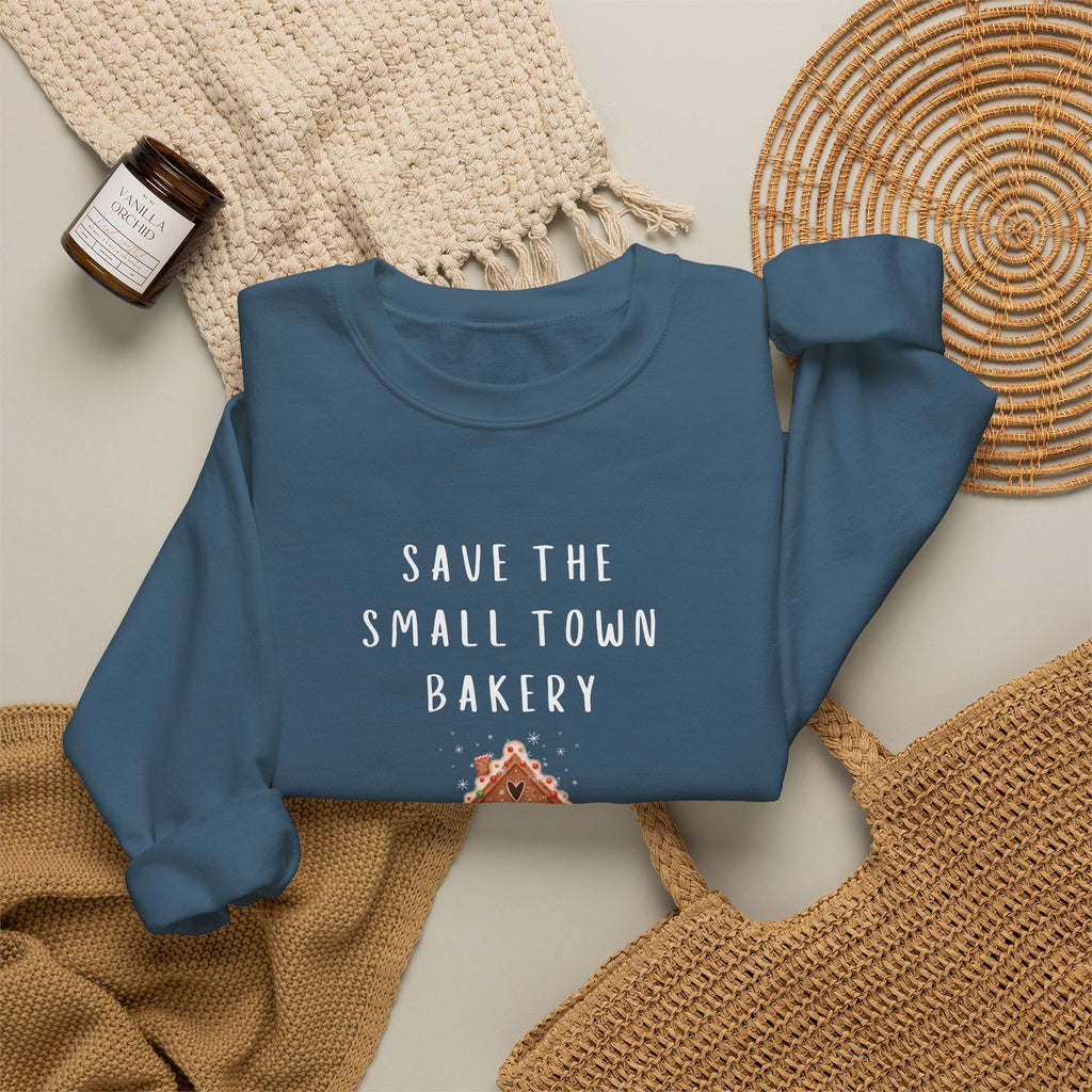 Save the Small Town Bakery Sweatshirt, Christmas Movie Watching Shirt, Holiday Party Crewneck, Adult Holiday Movies Sweatshirt, Cozy