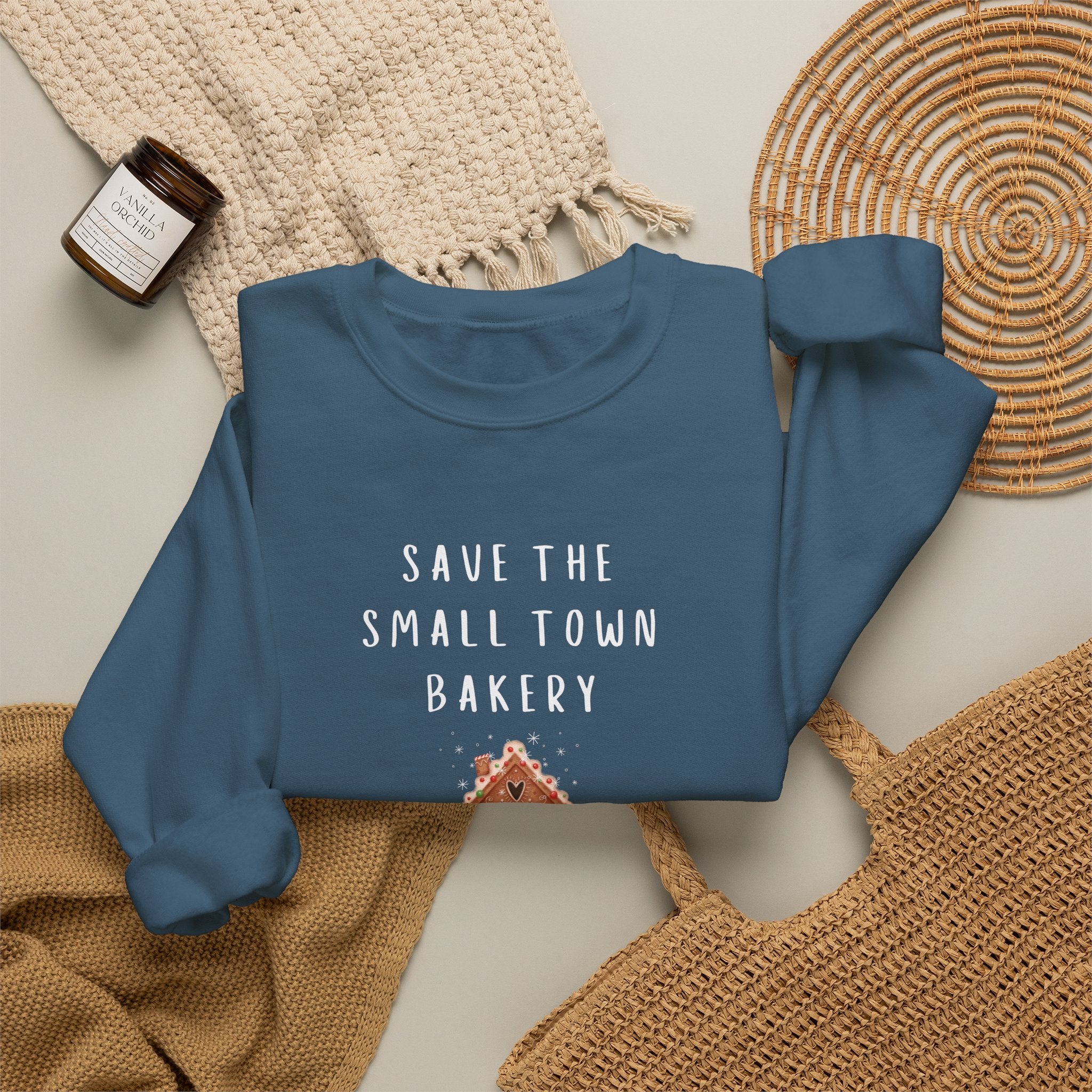Save the Small Town Bakery Sweatshirt, Christmas Movie Watching Shirt, Holiday Party Crewneck, Adult Holiday Movies Sweatshirt, Cozy