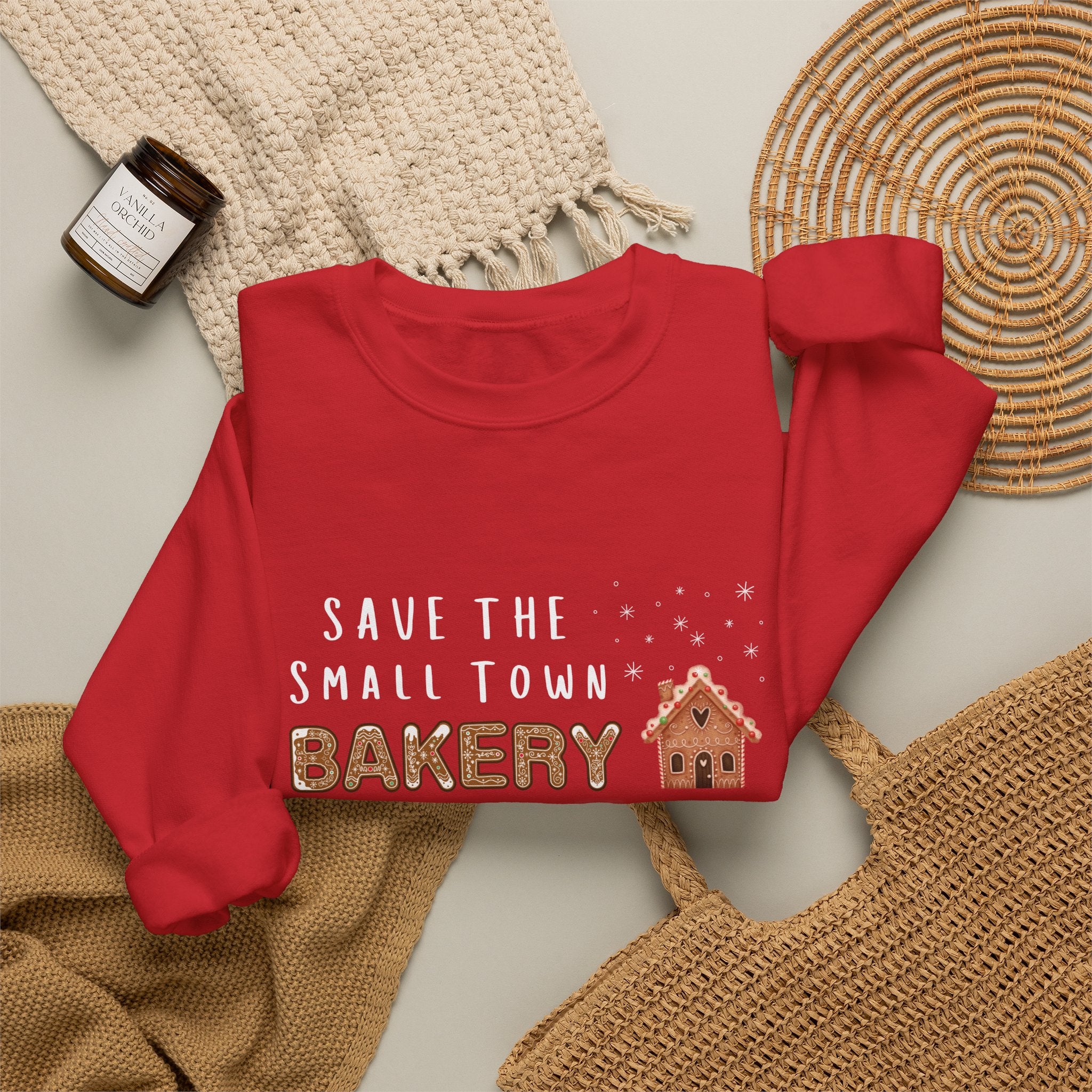Save the Small Town Bakery Sweatshirt, Christmas Movie Watching Shirt, Holiday Party Crewneck, Adult Holiday Movies Sweatshirt, Cozy