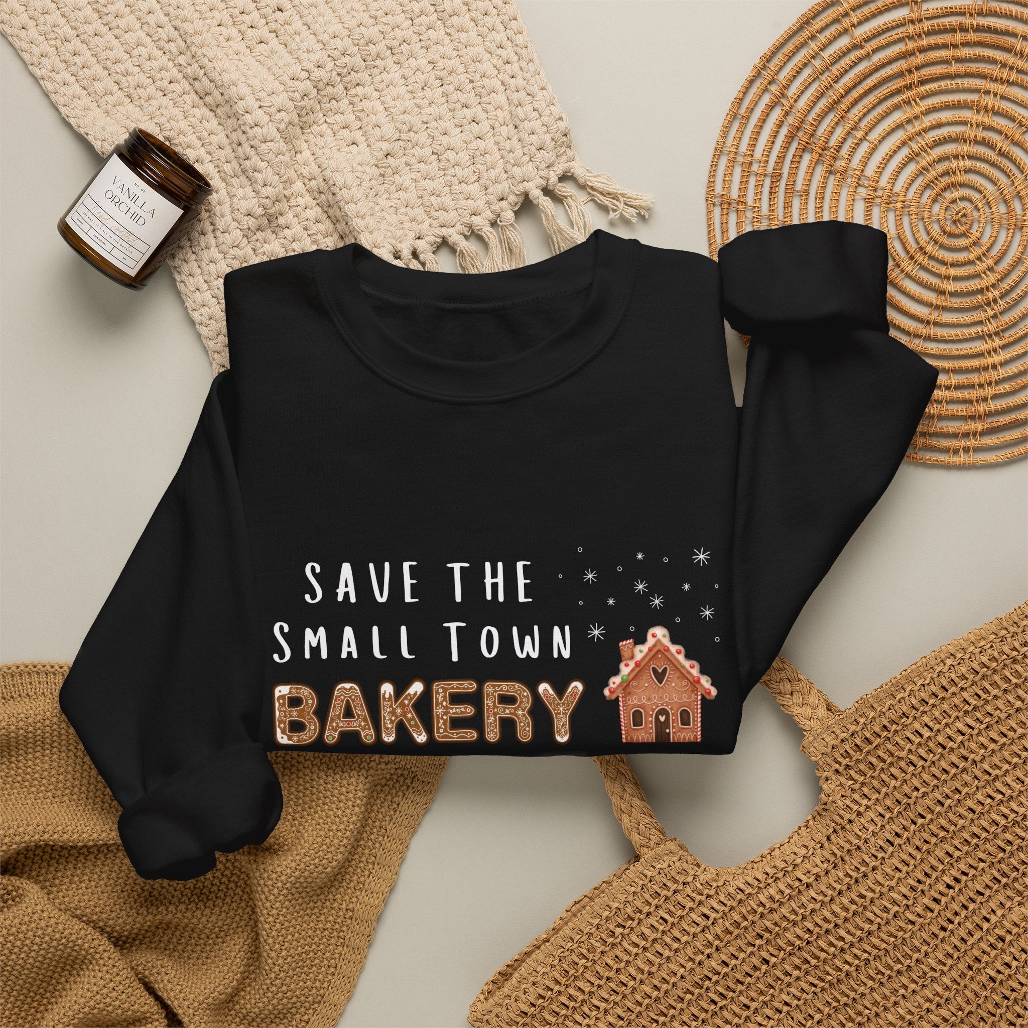 Save the Small Town Bakery Sweatshirt, Christmas Movie Watching Shirt, Holiday Party Crewneck, Adult Holiday Movies Sweatshirt, Cozy