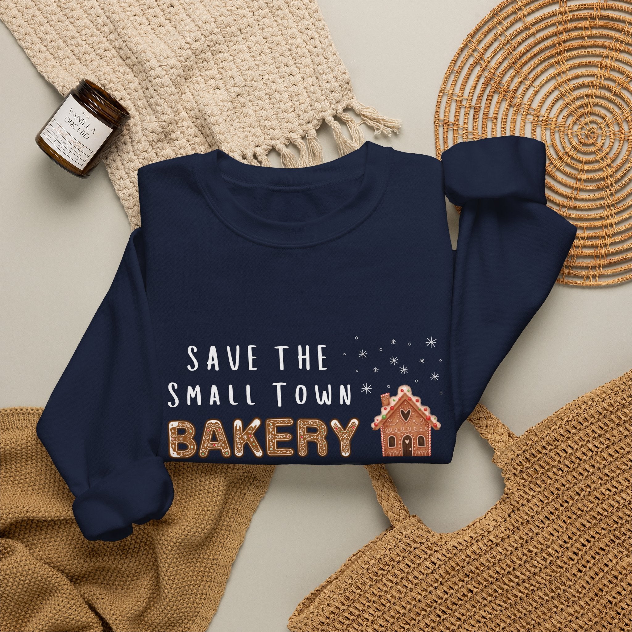 Save the Small Town Bakery Sweatshirt, Christmas Movie Watching Shirt, Holiday Party Crewneck, Adult Holiday Movies Sweatshirt, Cozy