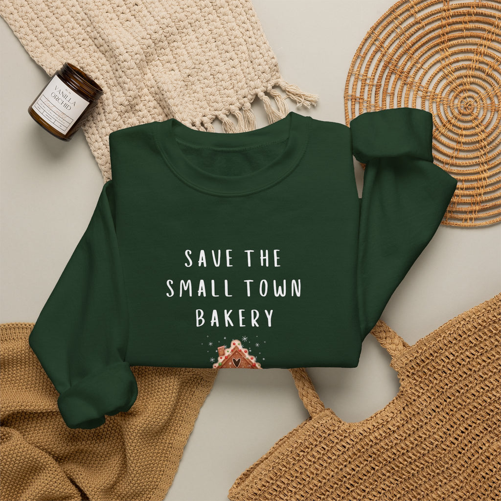 Save the Small Town Bakery Sweatshirt, Christmas Movie Watching Shirt, Holiday Party Crewneck, Adult Holiday Movies Sweatshirt, Cozy