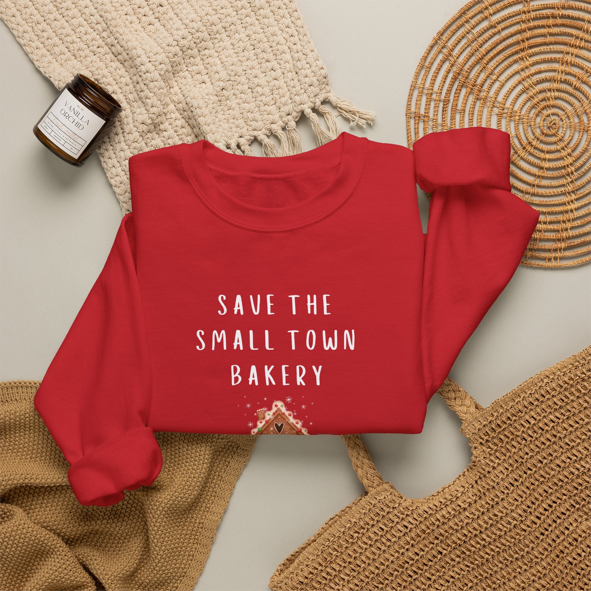 Save the Small Town Bakery Sweatshirt, Christmas Movie Watching Shirt, Holiday Party Crewneck, Adult Holiday Movies Sweatshirt, Cozy
