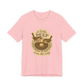 A Little Peep Is On the Way bird baby announcement t-shirt in pink with nest and egg illustration