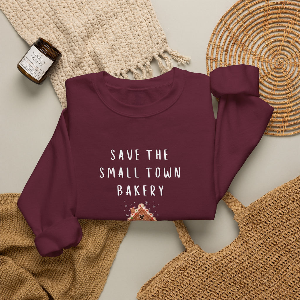 Save the Small Town Bakery Sweatshirt, Christmas Movie Watching Shirt, Holiday Party Crewneck, Adult Holiday Movies Sweatshirt, Cozy